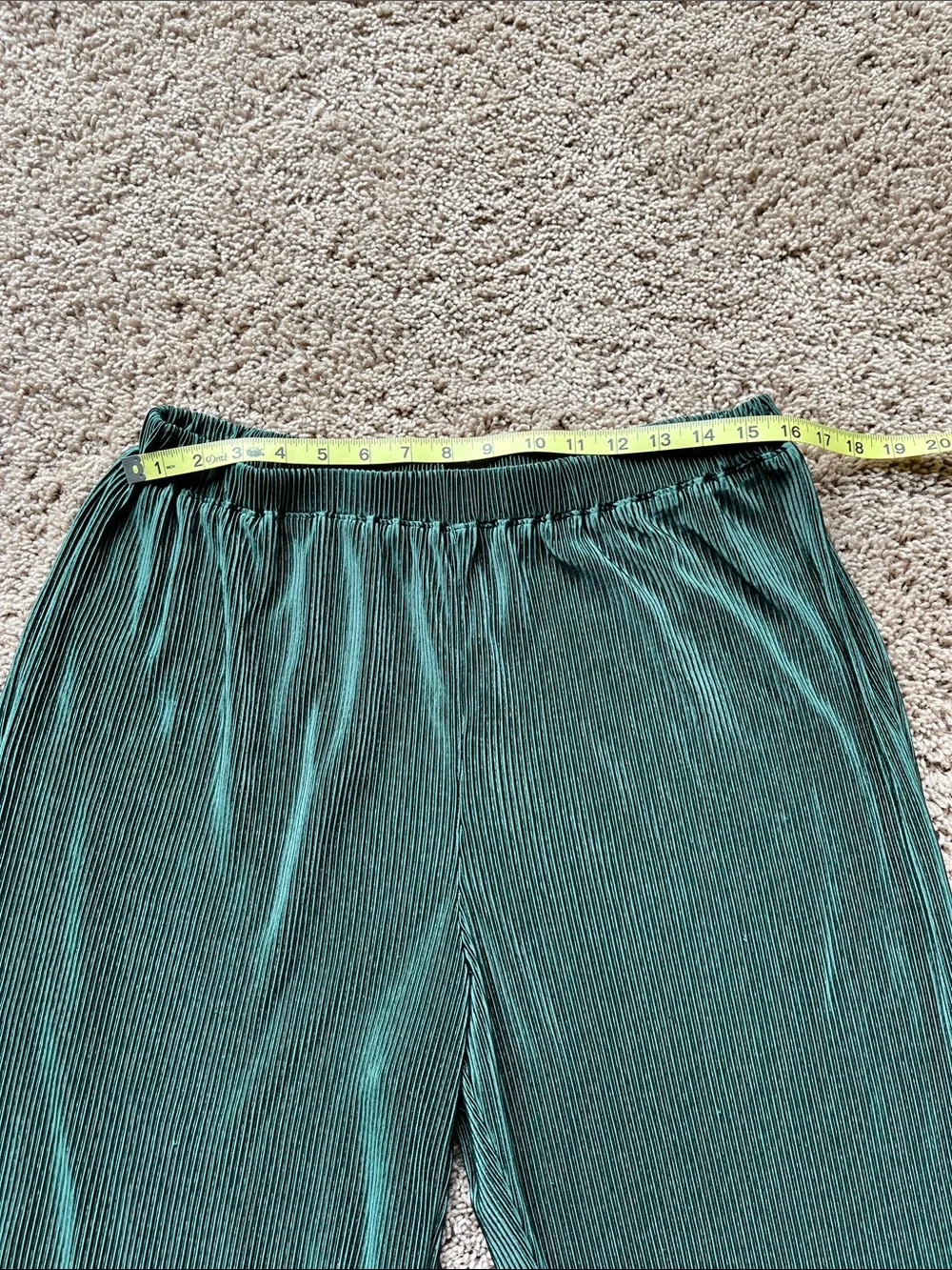 Nine.Eight New York XL Emerald Green Ribbed Silky Lounge Pajama Set 2-Piece